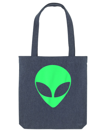 Green Alien Head 90s Style Midnight Blue