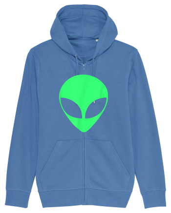 Green Alien Head 90s Style Bright Blue