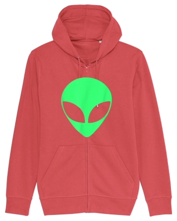 Green Alien Head 90s Style Carmine Red