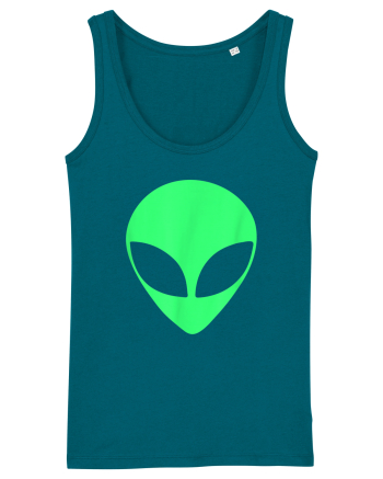 Green Alien Head 90s Style Ocean Depth