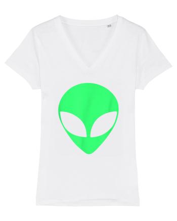 Green Alien Head 90s Style White