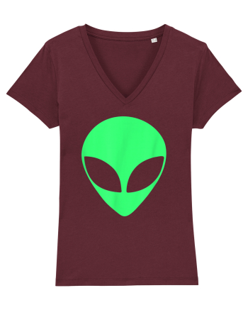 Green Alien Head 90s Style Burgundy