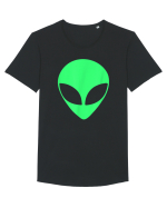 Green Alien Head 90s Style Tricou mânecă scurtă guler larg Bărbat Skater