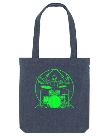 Green UFO Alien Drummer Midnight Blue