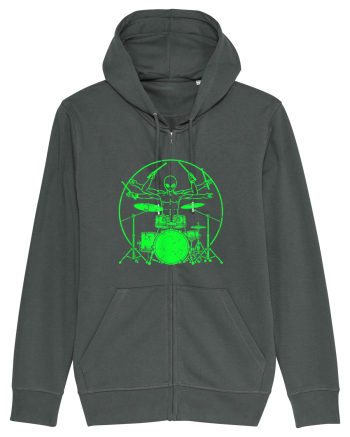 Green UFO Alien Drummer Anthracite