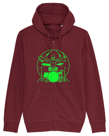 Green UFO Alien Drummer Burgundy