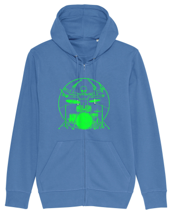Green UFO Alien Drummer Bright Blue