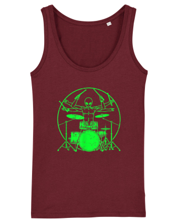 Green UFO Alien Drummer Burgundy