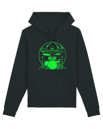 Green UFO Alien Drummer Black