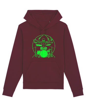 Green UFO Alien Drummer Burgundy