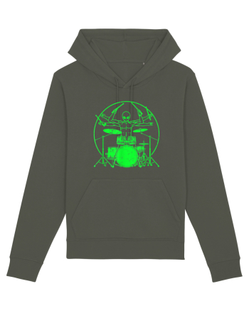 Green UFO Alien Drummer Khaki