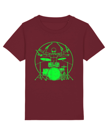 Green UFO Alien Drummer Burgundy