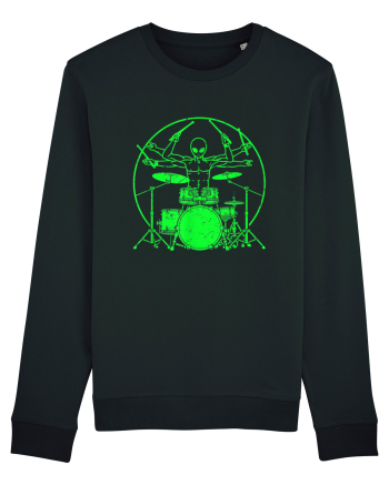 Green UFO Alien Drummer Black