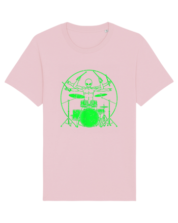 Green UFO Alien Drummer Cotton Pink