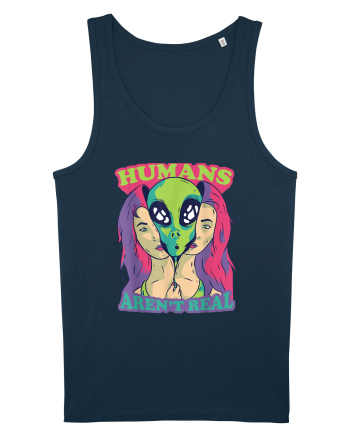 Humans Aren't Real Comic Style Navy