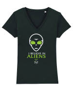 I Believe In Aliens Humor Believe Tricou mânecă scurtă guler V Damă Evoker