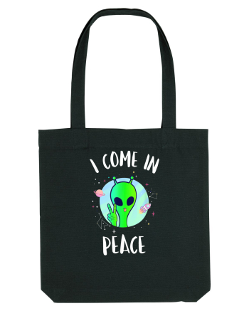 I Come In Peace Funny Alien Rave Black