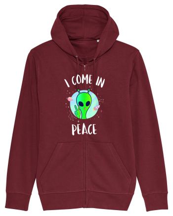 I Come In Peace Funny Alien Rave Burgundy