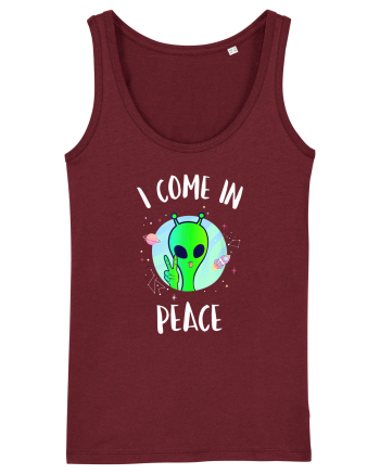I Come In Peace Funny Alien Rave Burgundy