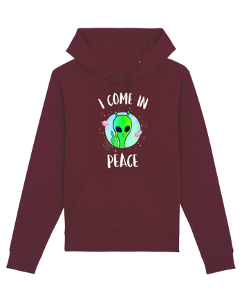 I Come In Peace Funny Alien Rave Burgundy
