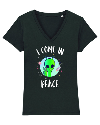 I Come In Peace Funny Alien Rave Black