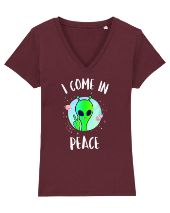 I Come In Peace Funny Alien Rave Burgundy