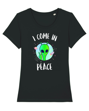 I Come In Peace Funny Alien Rave Black