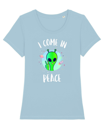 I Come In Peace Funny Alien Rave Sky Blue