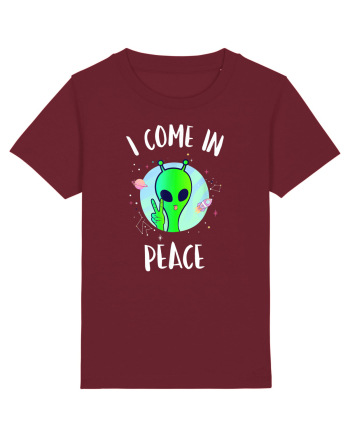 I Come In Peace Funny Alien Rave Burgundy