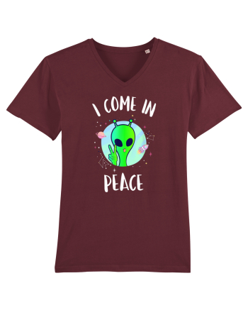 I Come In Peace Funny Alien Rave Burgundy
