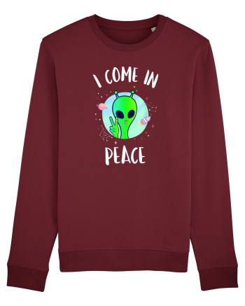 I Come In Peace Funny Alien Rave Burgundy