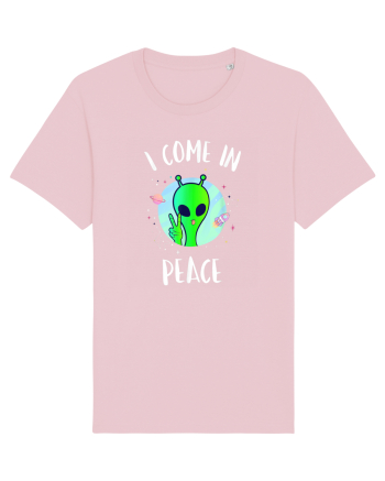 I Come In Peace Funny Alien Rave Cotton Pink