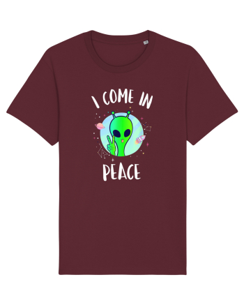 I Come In Peace Funny Alien Rave Burgundy