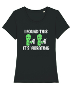 I Found This It's Vibrating Funny Cat Alien Tricou mânecă scurtă guler larg fitted Damă Expresser