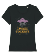 I Want To Leave Extra Terrestrial Life Tricou mânecă scurtă guler larg fitted Damă Expresser