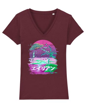 Japanese UFO Alien Vaporwave Otaku Burgundy