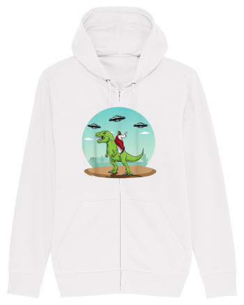 Jesus Riding A Dinosaur Funny UFO White