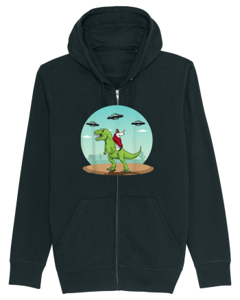 Jesus Riding A Dinosaur Funny UFO Black