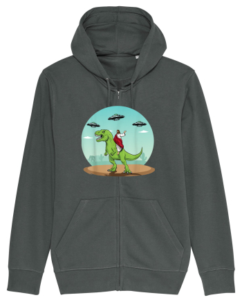 Jesus Riding A Dinosaur Funny UFO Anthracite