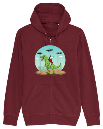 Jesus Riding A Dinosaur Funny UFO Burgundy
