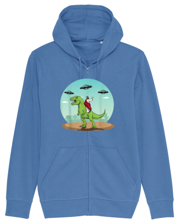 Jesus Riding A Dinosaur Funny UFO Bright Blue