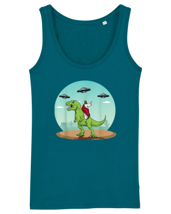 Jesus Riding A Dinosaur Funny UFO Ocean Depth
