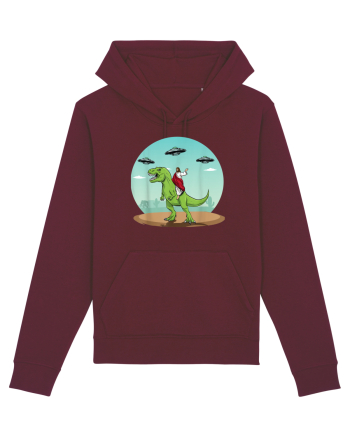 Jesus Riding A Dinosaur Funny UFO Burgundy