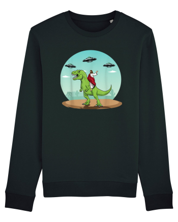 Jesus Riding A Dinosaur Funny UFO Black