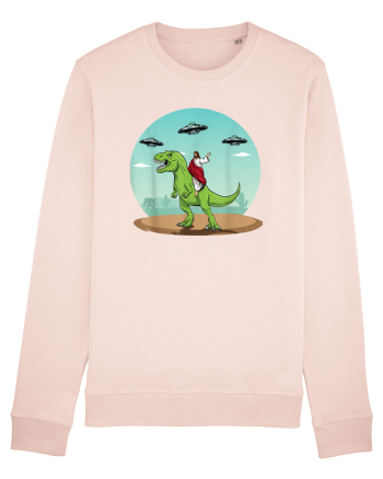 Jesus Riding A Dinosaur Funny UFO Candy Pink