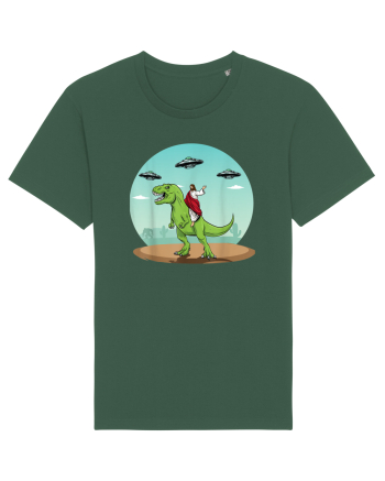 Jesus Riding A Dinosaur Funny UFO Bottle Green