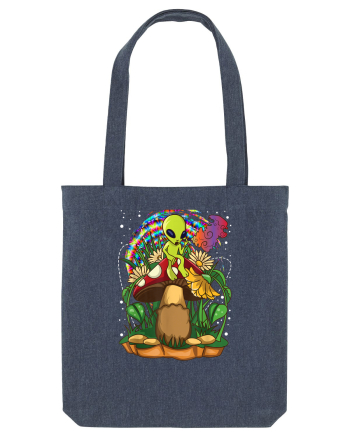Magic Mushroom Alien Trippy Shroom Midnight Blue