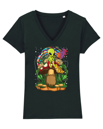 Magic Mushroom Alien Trippy Shroom Black