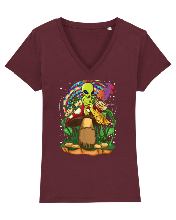 Magic Mushroom Alien Trippy Shroom Burgundy