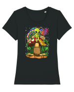 Magic Mushroom Alien Trippy Shroom Tricou mânecă scurtă guler larg fitted Damă Expresser